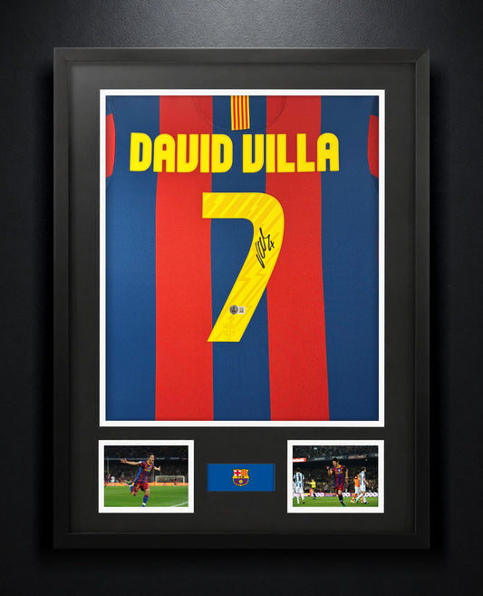 David Villa Signed FC Barcelona Nike Jersey Framed Beckett COA - Photo of frame