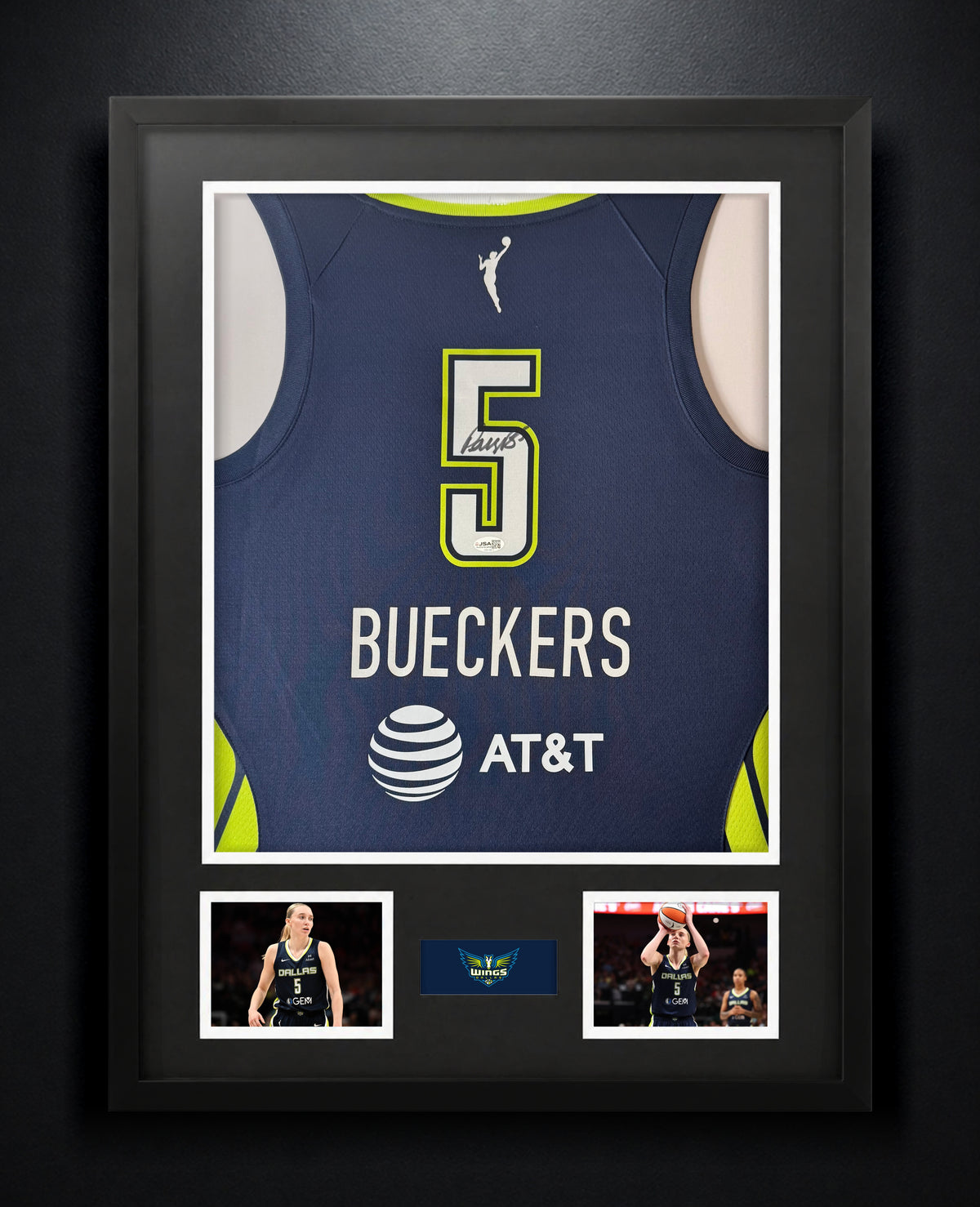 Paige Bueckers Signed Dallas Wings Nike Jersey Framed JSA COA - Photo of frame