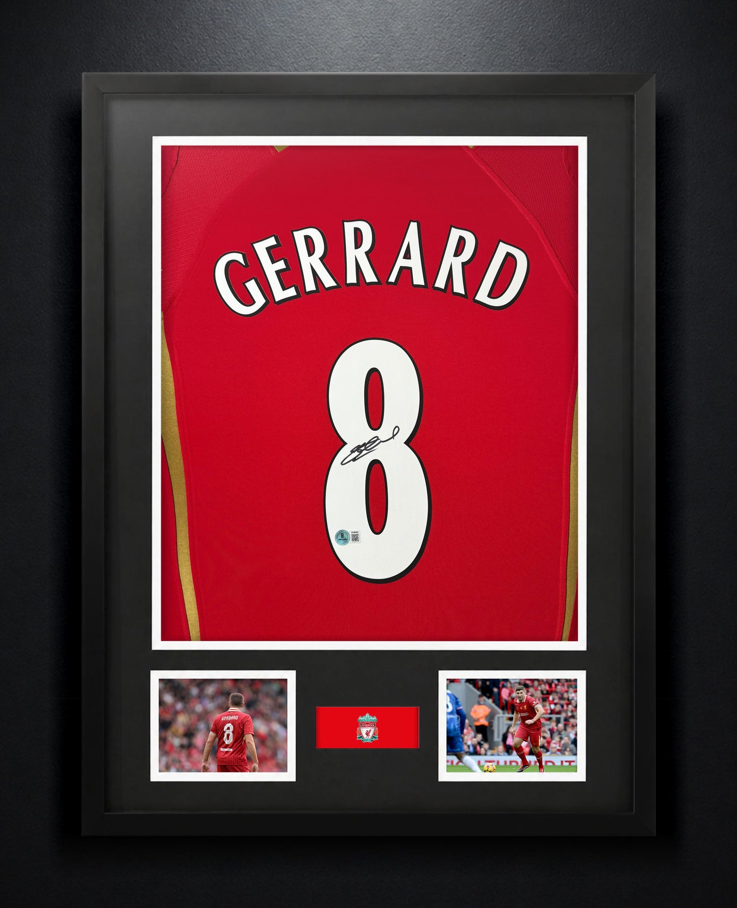 Steven Gerrard Signed Liverpool Reebok Jersey Framed Beckett COA - Photo of frame