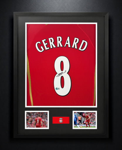 Steven Gerrard Signed Liverpool Reebok Jersey Framed Beckett COA - Photo of frame