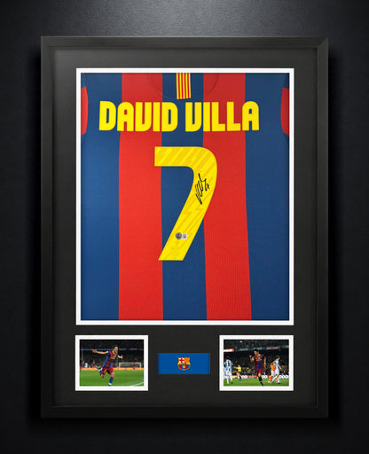 David Villa Signed FC Barcelona Nike Jersey Framed Beckett COA - Photo of frame