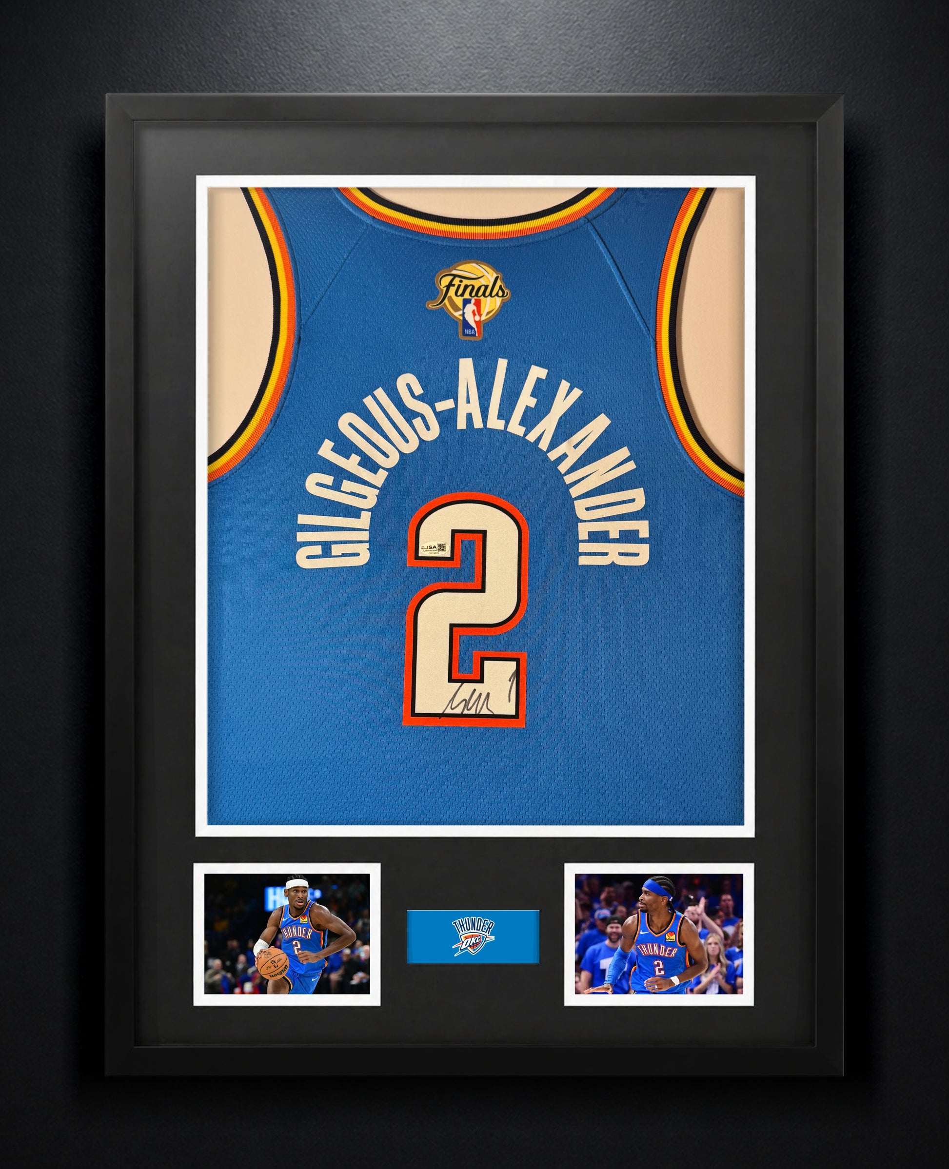 Shai Gilgeous-Alexander Signed Oklahoma City Thunder Nike Jersey Framed JSA COA - Photo of frame