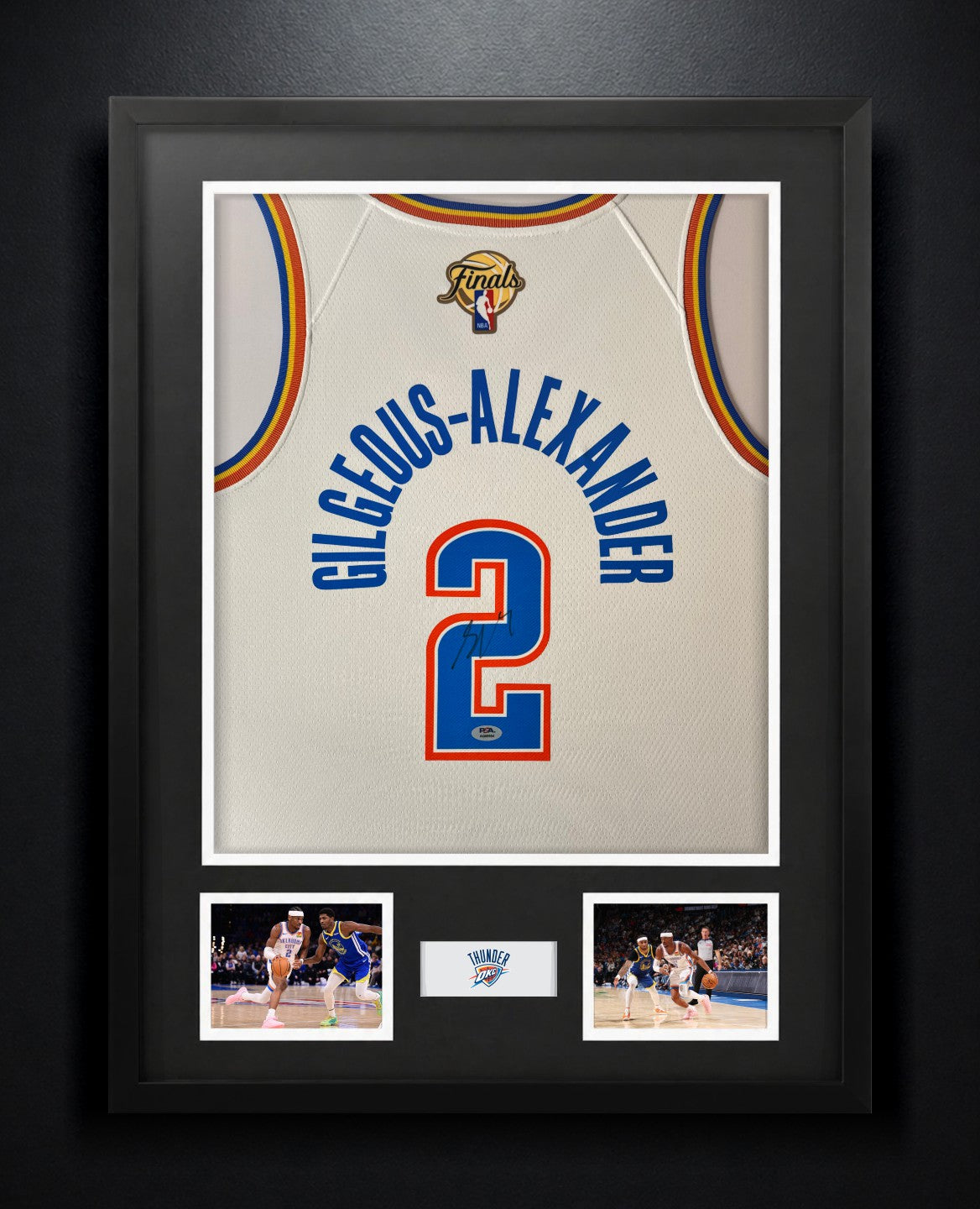 Shai Gilgeous-Alexander Signed Oklahoma City Thunder Nike Jersey Framed PSA COA - Photo of frame