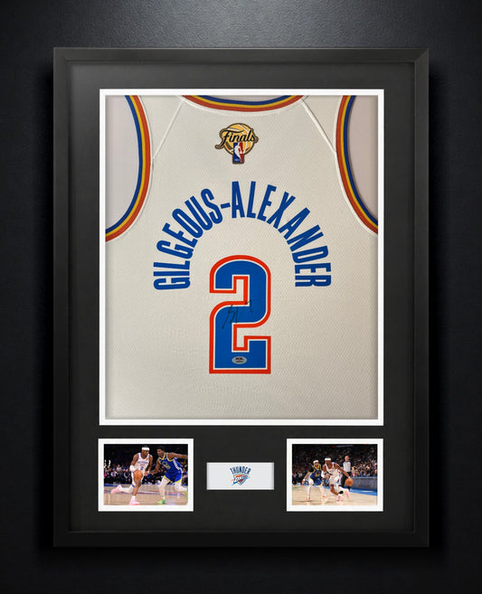 Shai Gilgeous-Alexander Signed Oklahoma City Thunder Nike Jersey Framed PSA COA - Photo of frame