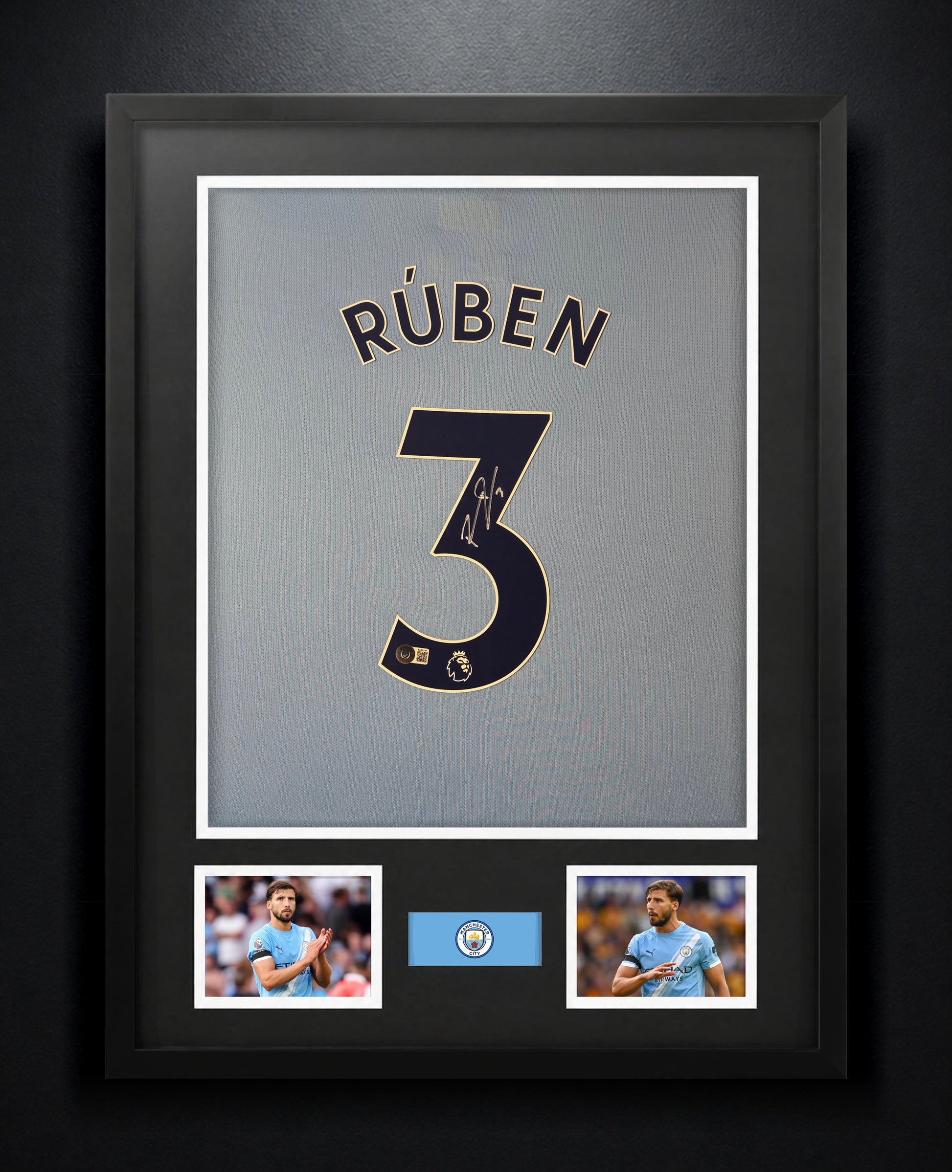 Ruben Dias Signed Manchester City Puma Jersey Framed Beckett COA - Photo of frame