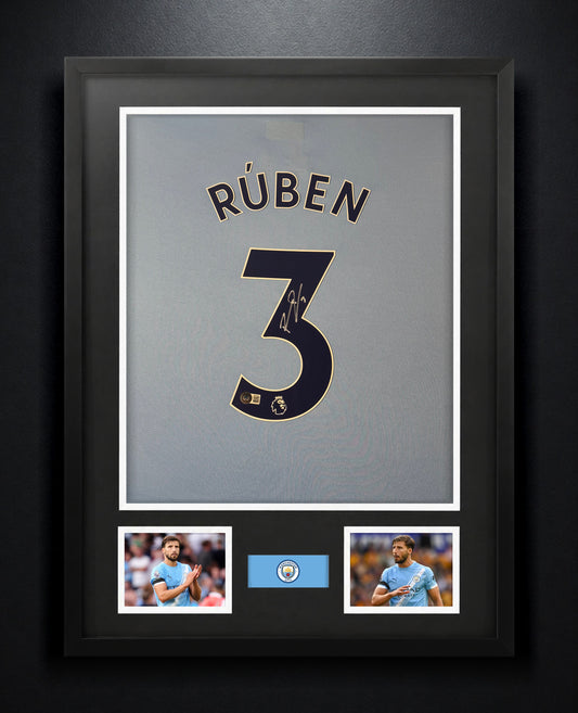 Ruben Dias Signed Manchester City Puma Jersey Framed Beckett COA - Photo of frame