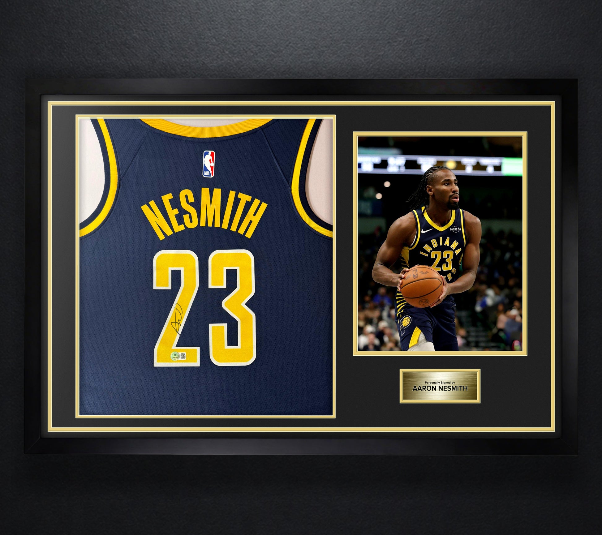Aaron Nesmith Signed Indiana Pacers Nike Jersey Framed Beckett COA - Photo of frame