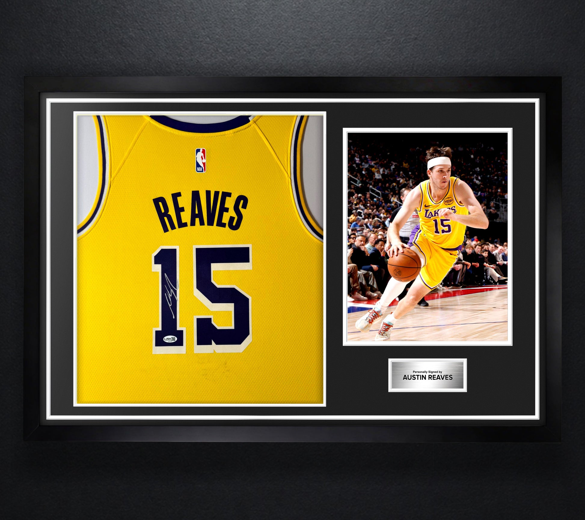 Austin Reaves Signed Los Angeles Lakers Nike Jersey Framed JSA COA - Photo of frame