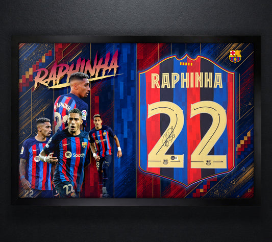 Raphinha Signed FC Barcelona Nike Jersey Framed Beckett COA - Photo of frame