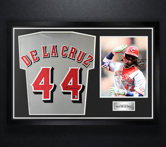 Elly De La Cruz Signed Cincinnati Reds Jersey Framed Beckett COA - Photo of frame