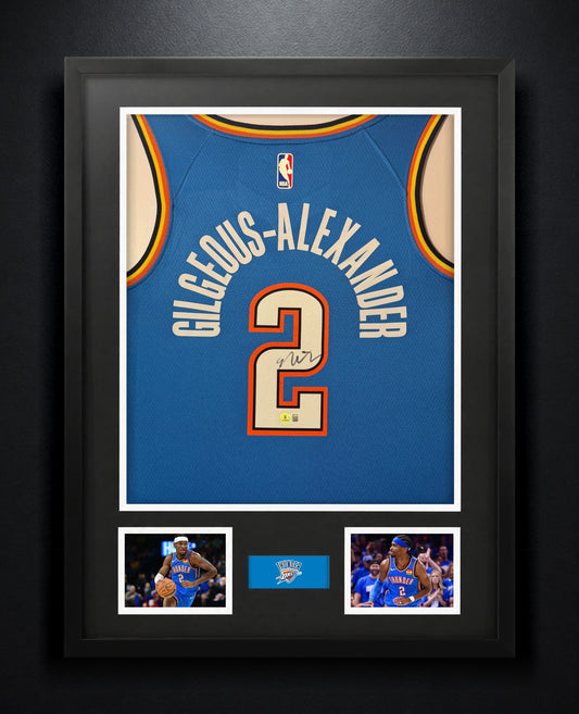 Shai Gilgeous-Alexander Signed Oklahoma City Thunder Nike Jersey Framed Beckett COA - Photo of frame