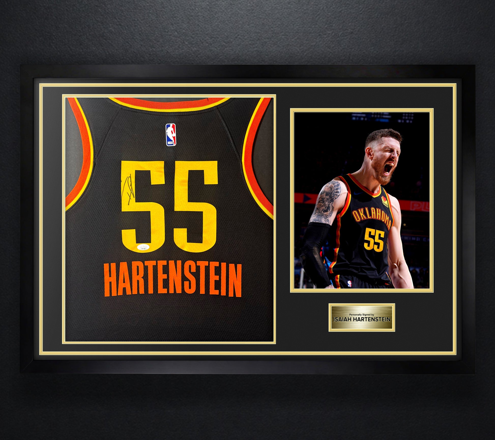 Isaiah Hartenstein Signed Oklahoma City Thunder Nike Jersey Framed JSA COA - Photo of frame