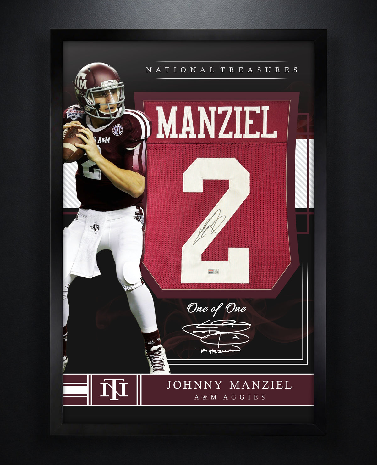 Johnny Manziel Signed A&M Aggies Jersey Framed Beckett COA - Photo of frame