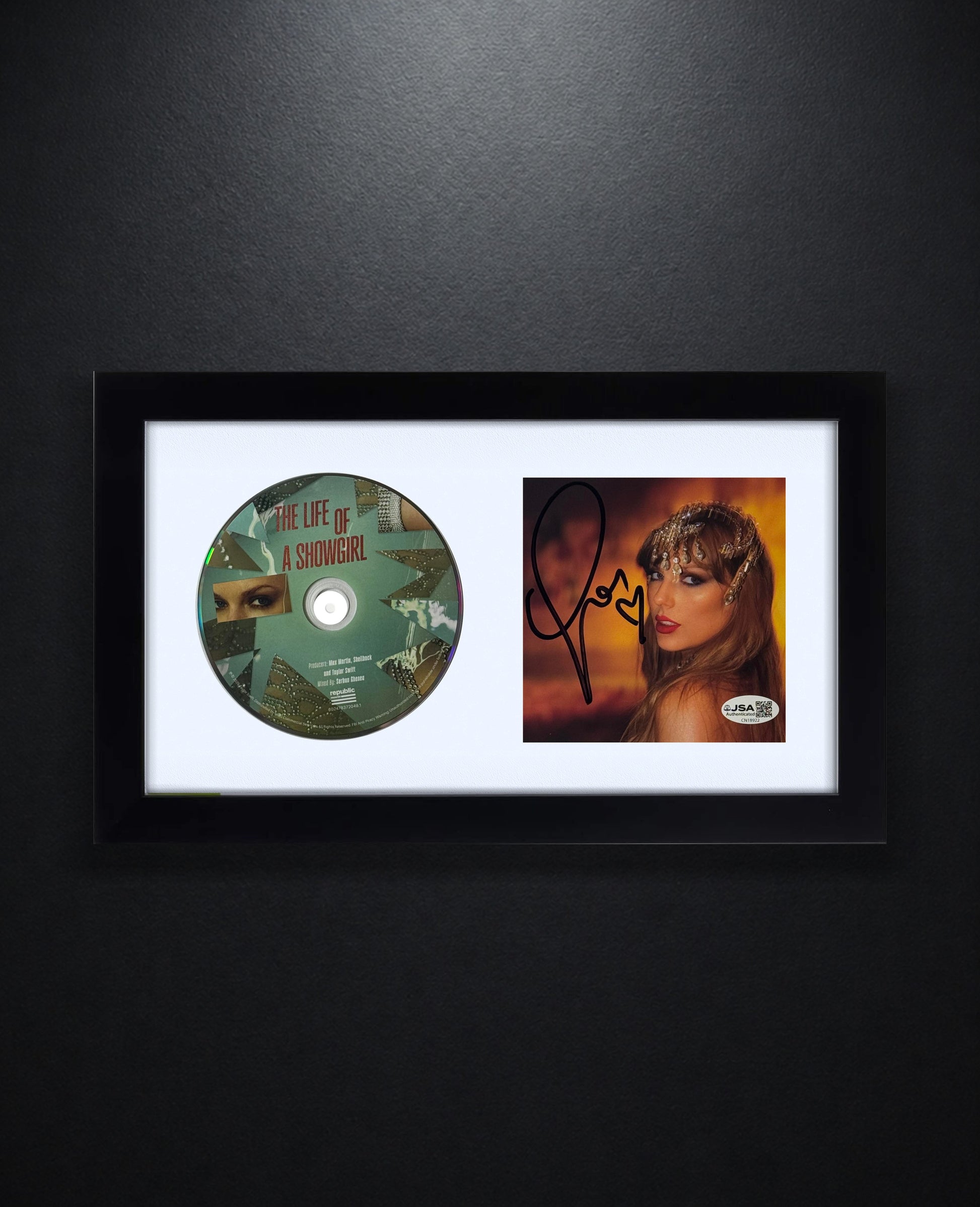 Taylor Swift Signed The Life Of A Showgirl #1 CD Insert Framed JSA COA - Photo of frame