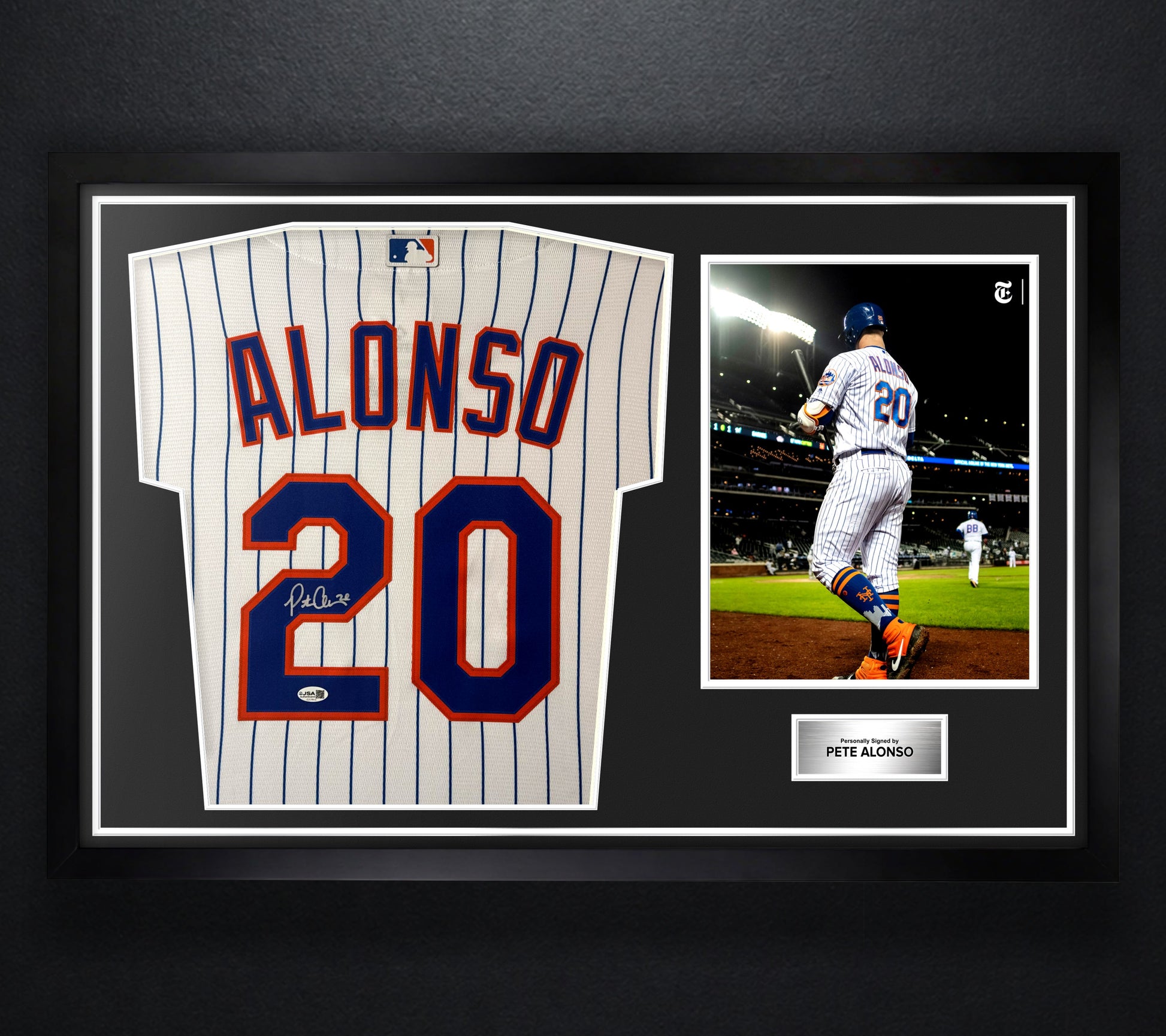 Pete Alonso Signed New York Mets Nike Jersey Framed JSA COA - Photo of frame