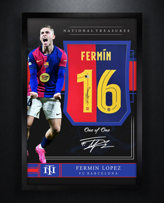 Fermin Lopez Signed FC Barcelona Nike Jersey Framed Beckett COA - Photo of frame
