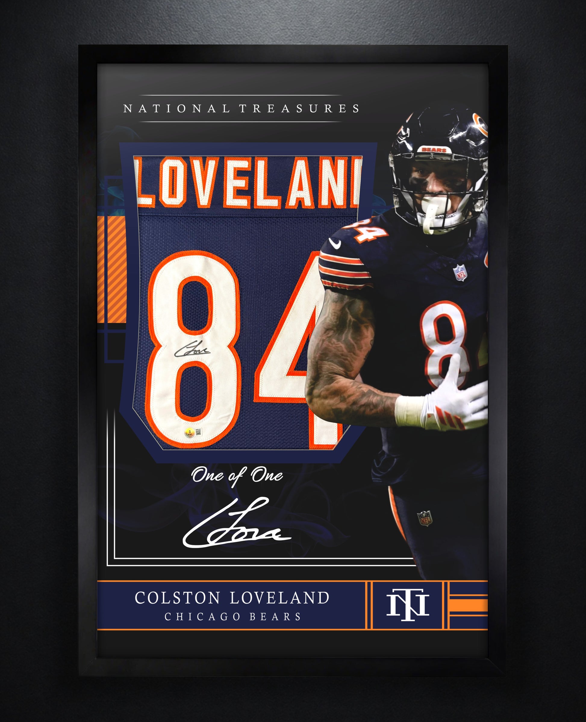 Colston Loveland Signed Chicago Bears Jersey Framed Beckett COA - Photo of frame