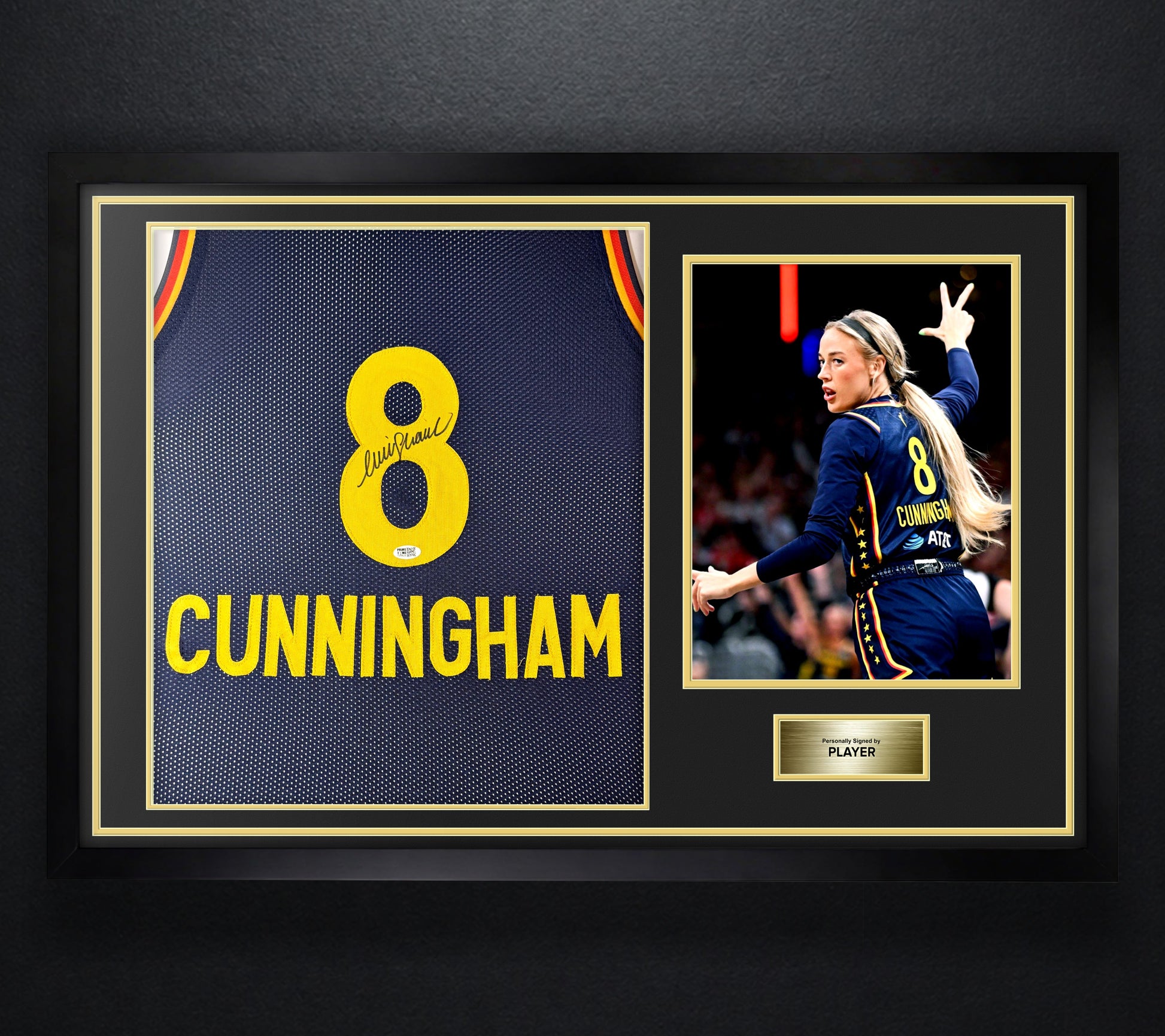 Sophie Cunningham Signed Indiana Fever Jersey Framed Prime Time COA - Photo of frame