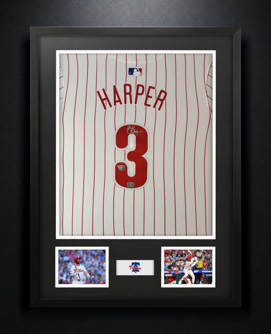 Bryce Harper Signed Philadelphia Phillies Nike Jersey Framed Fanatics & MLB LOA & COA - Photo of frame