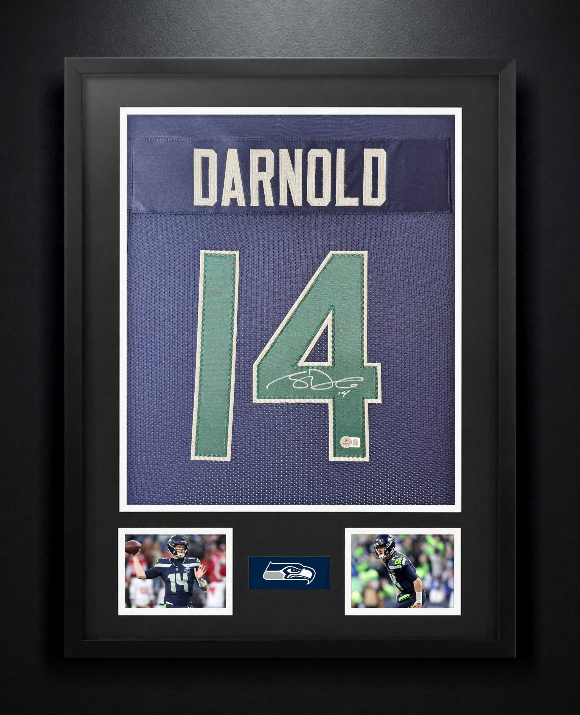 Sam Darnold Signed Seattle Seahawks Jersey Framed Beckett COA - Photo of frame