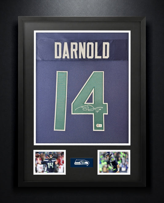 Sam Darnold Signed Seattle Seahawks Jersey Framed Beckett COA - Photo of frame