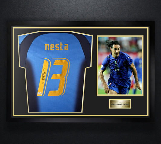 Alessandro Nesta Signed Italy Puma Jersey Framed Beckett COA - Photo of frame