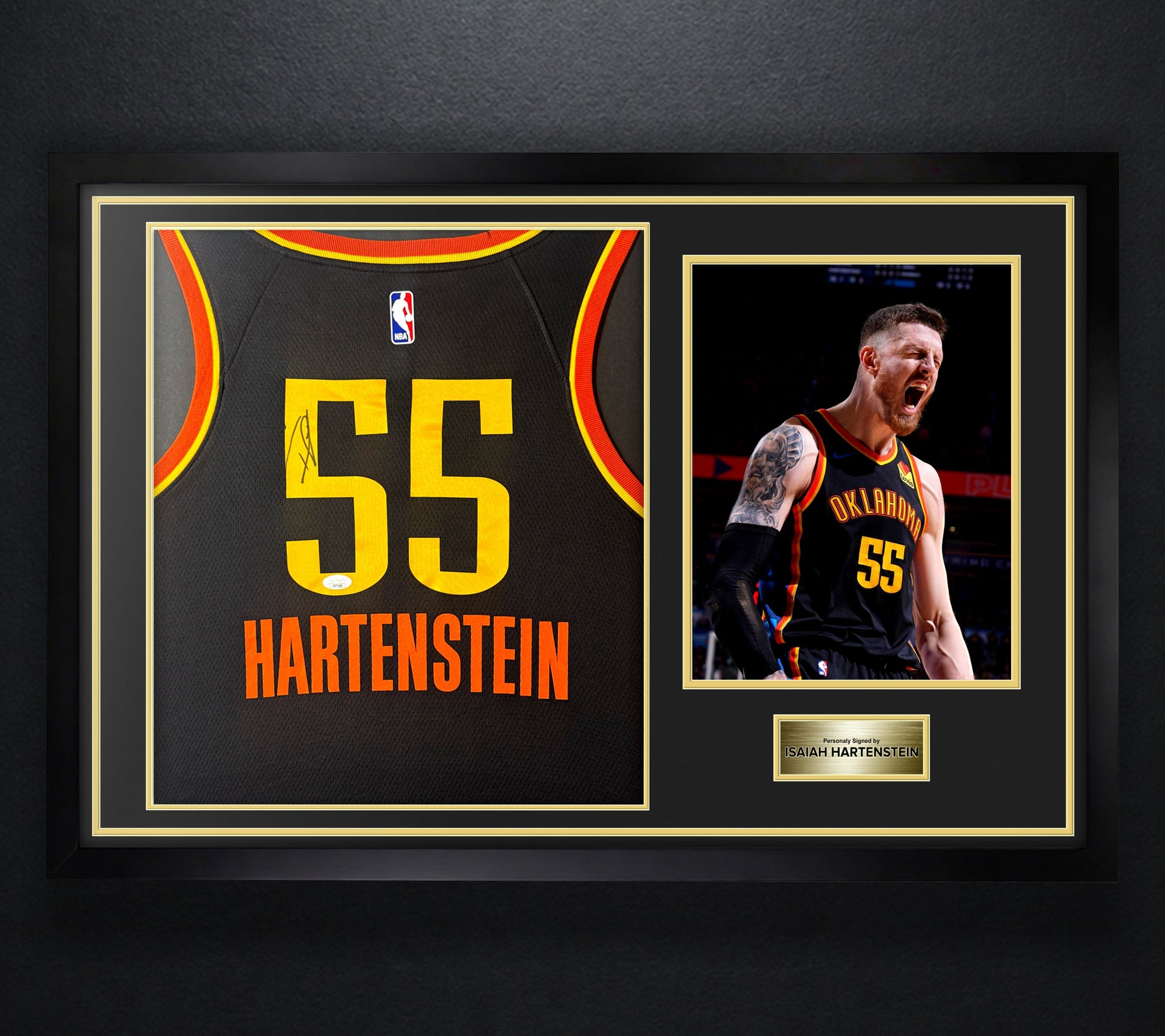 Isaiah Hartenstein Signed Oklahoma City Thunder Nike Jersey Framed JSA COA - Photo of frame