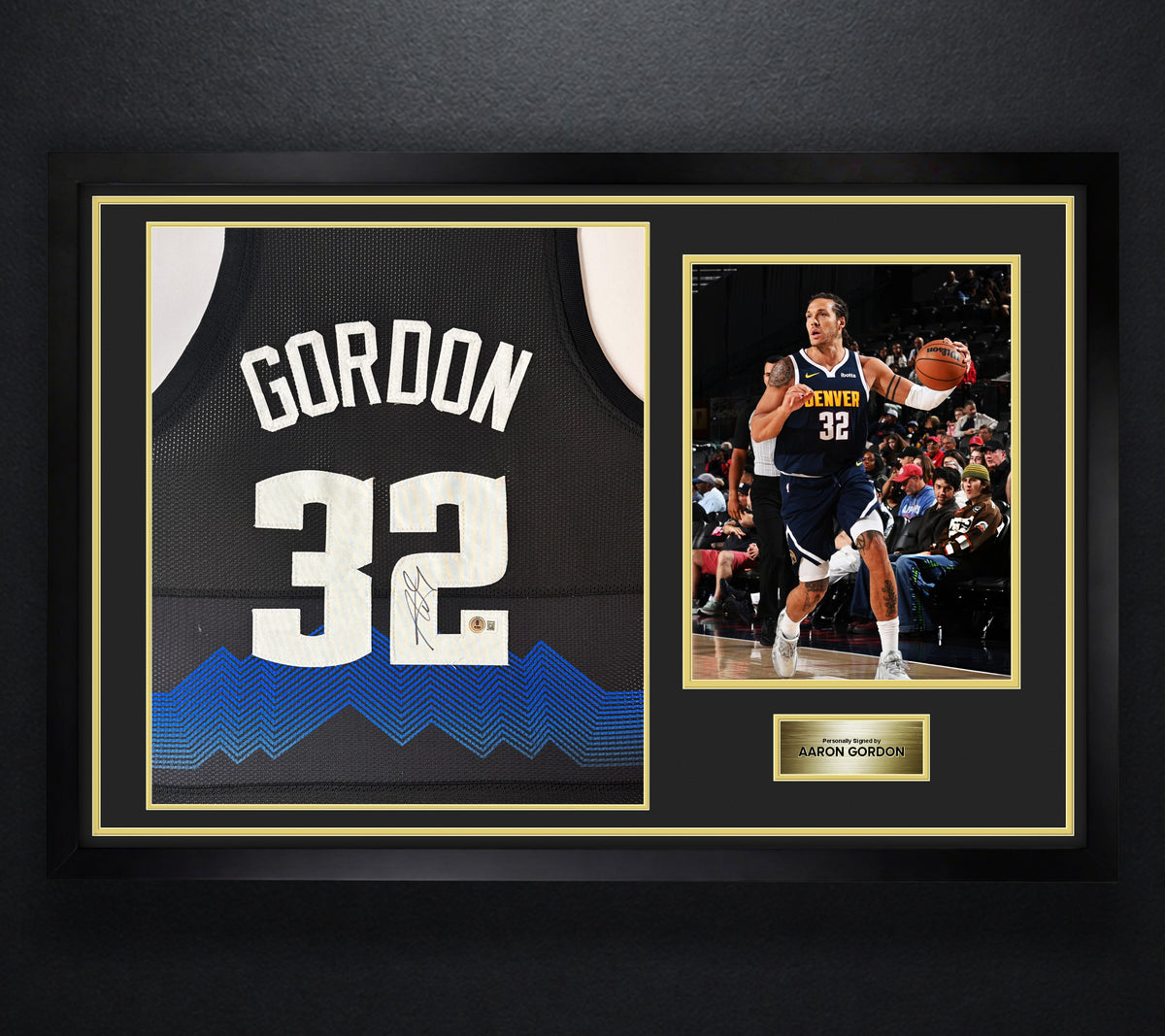 Aaron Gordon Signed Denver Nuggets Jersey Framed Beckett COA - Photo of frame