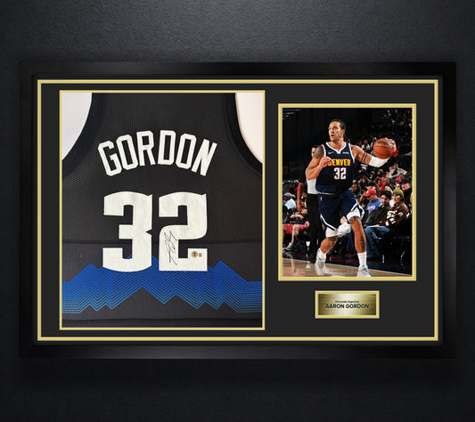 Aaron Gordon Signed Denver Nuggets Jersey Framed Beckett COA - Photo of frame