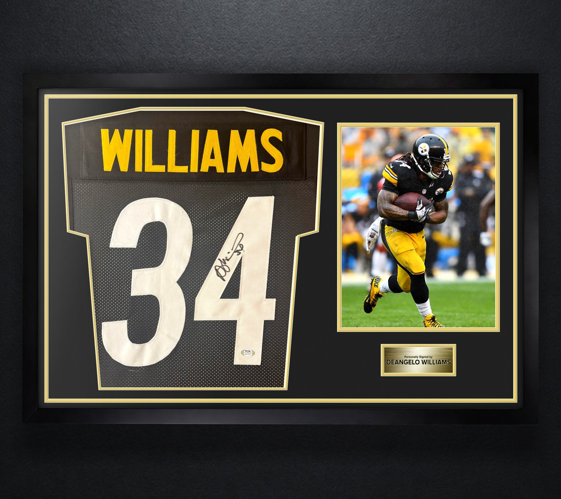 DeAngelo Williams Signed Pittsburgh Steelers Jersey Framed PSA COA - Photo of frame