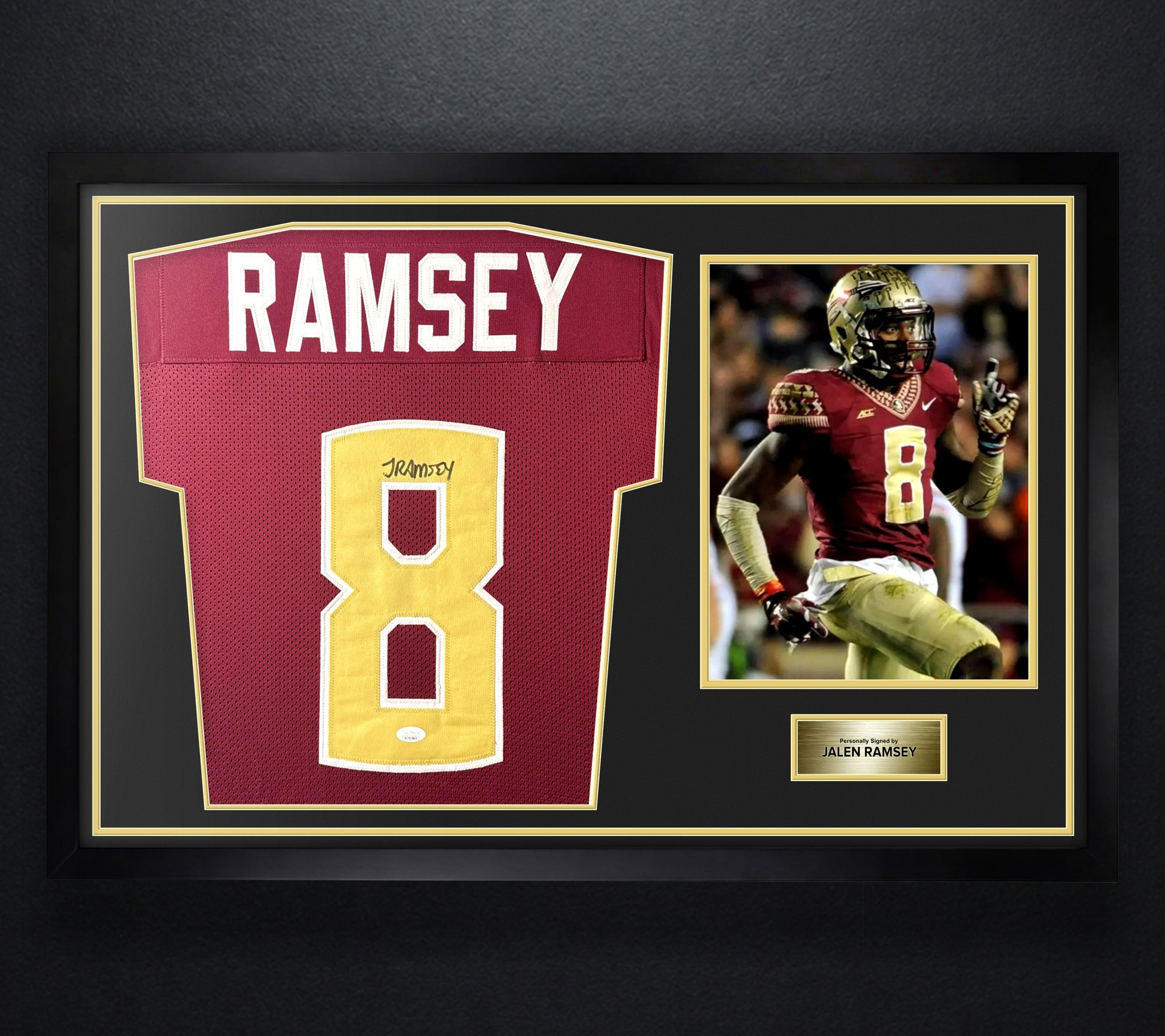Jalen Ramsey Signed Florida State Seminoles Jersey Framed JSA COA - Photo of frame