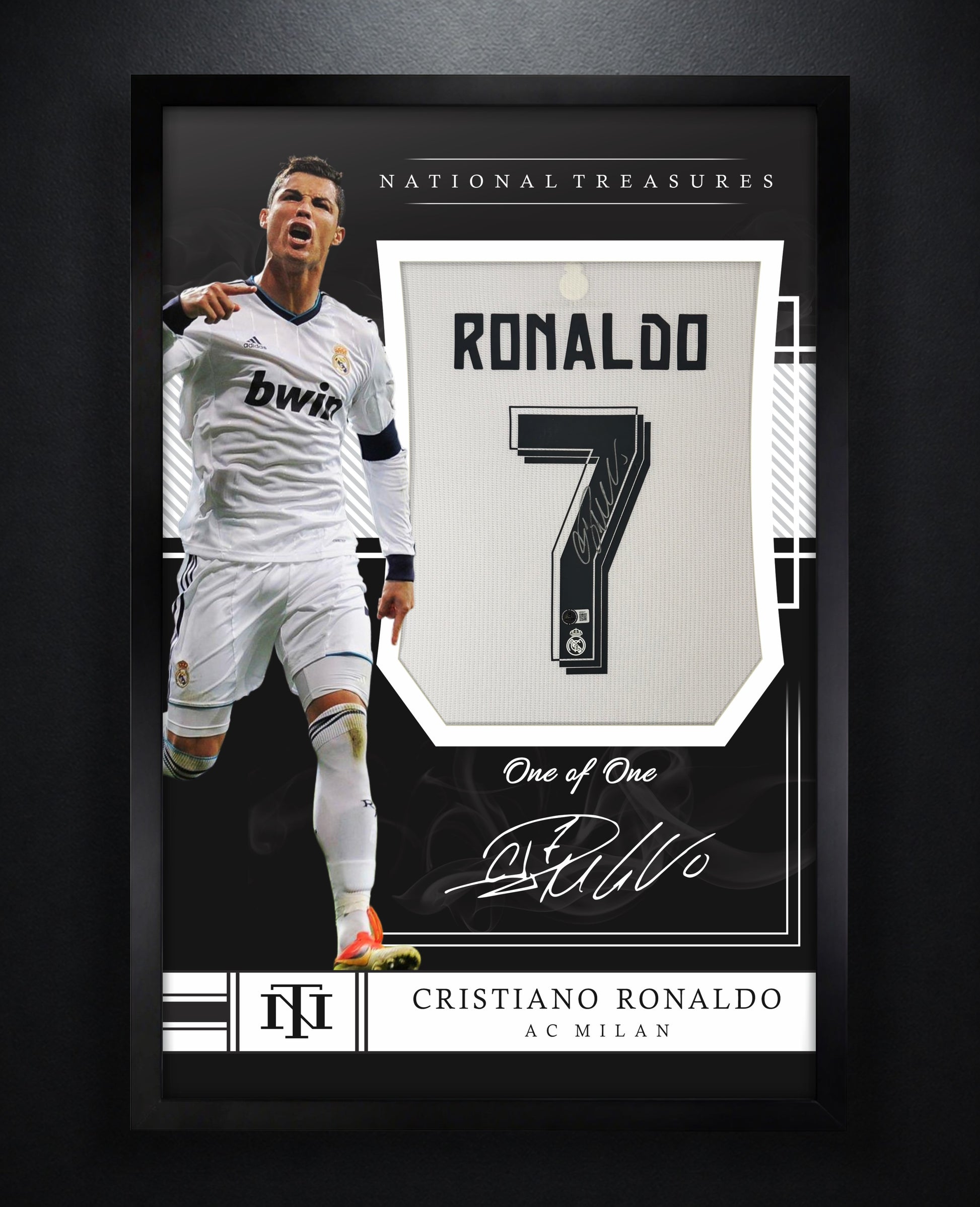 Cristiano Ronaldo Signed Real Madrid Adidas Jersey Framed Beckett LOA & COA - Photo of frame