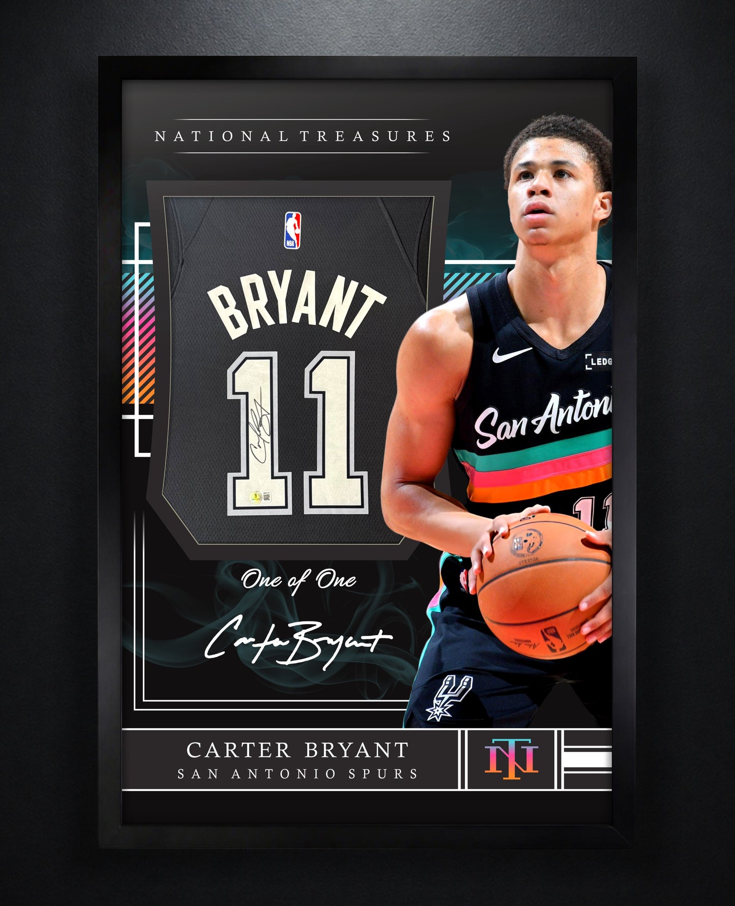 Carter Bryant Signed San Antonio Spurs Nike Jersey Framed Beckett COA + VIDEO PROOF - Photo of frame