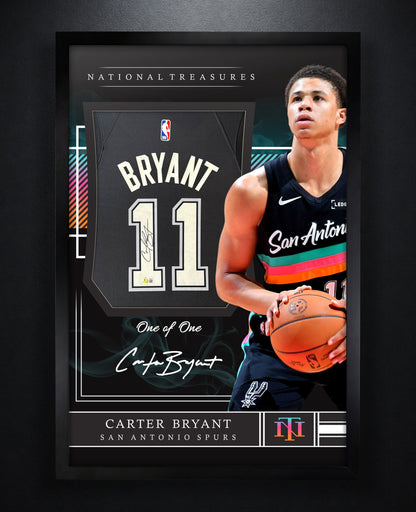 Carter Bryant Signed San Antonio Spurs Nike Jersey Framed Beckett COA + VIDEO PROOF - Photo of frame