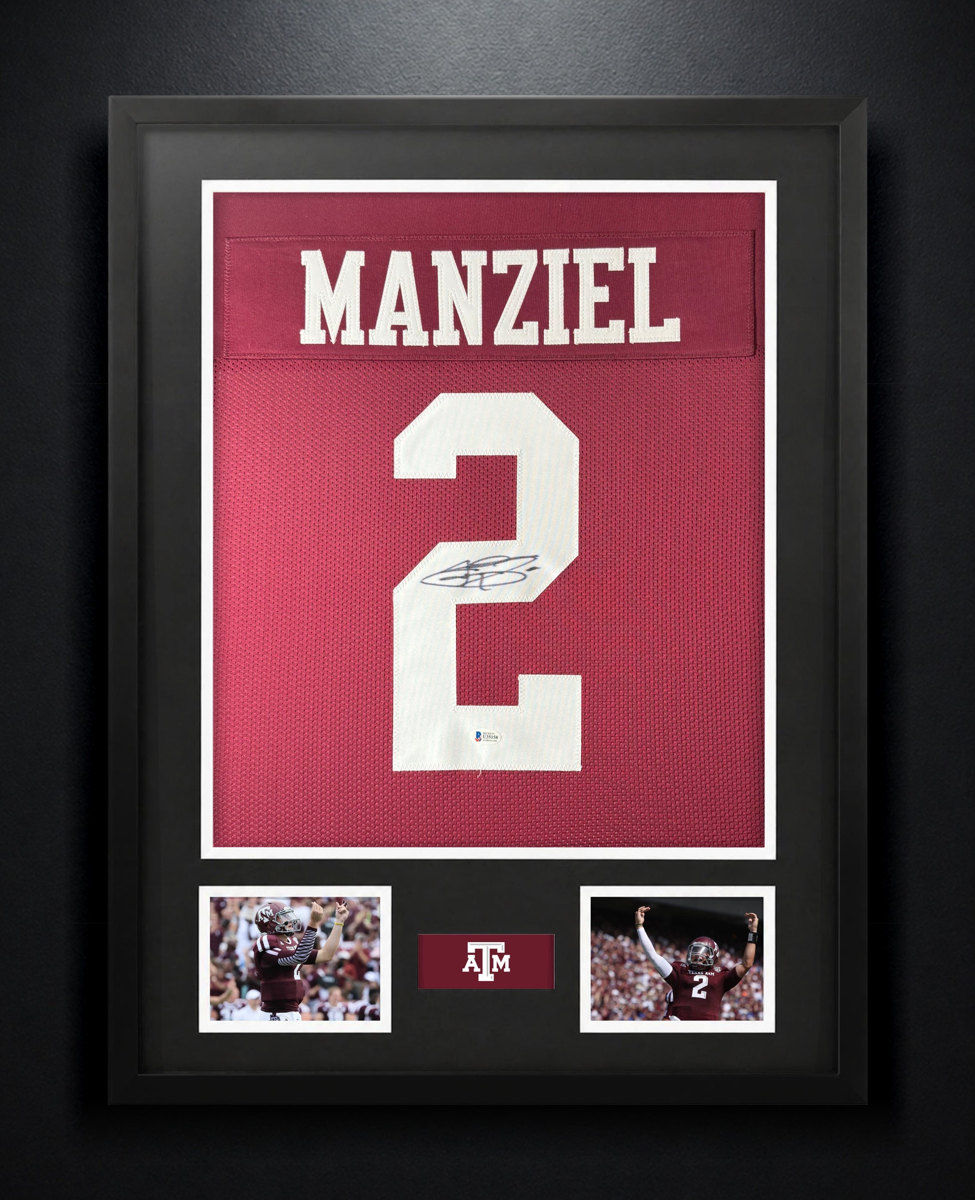 Johnny Manziel Signed Texas A&M Aggies Jersey Framed Beckett COA - Photo of frame