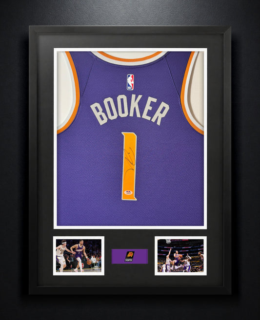 Devin Booker Signed Phoenix Suns Nike Jersey Framed PSA COA - Photo of frame