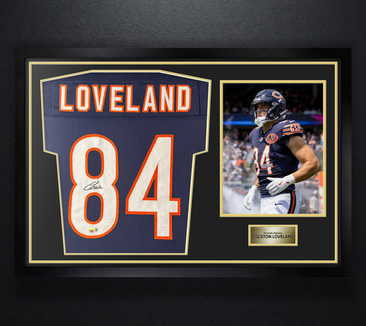 Colston Loveland Signed Chicago Bears Jersey Framed Beckett COA - Photo of frame