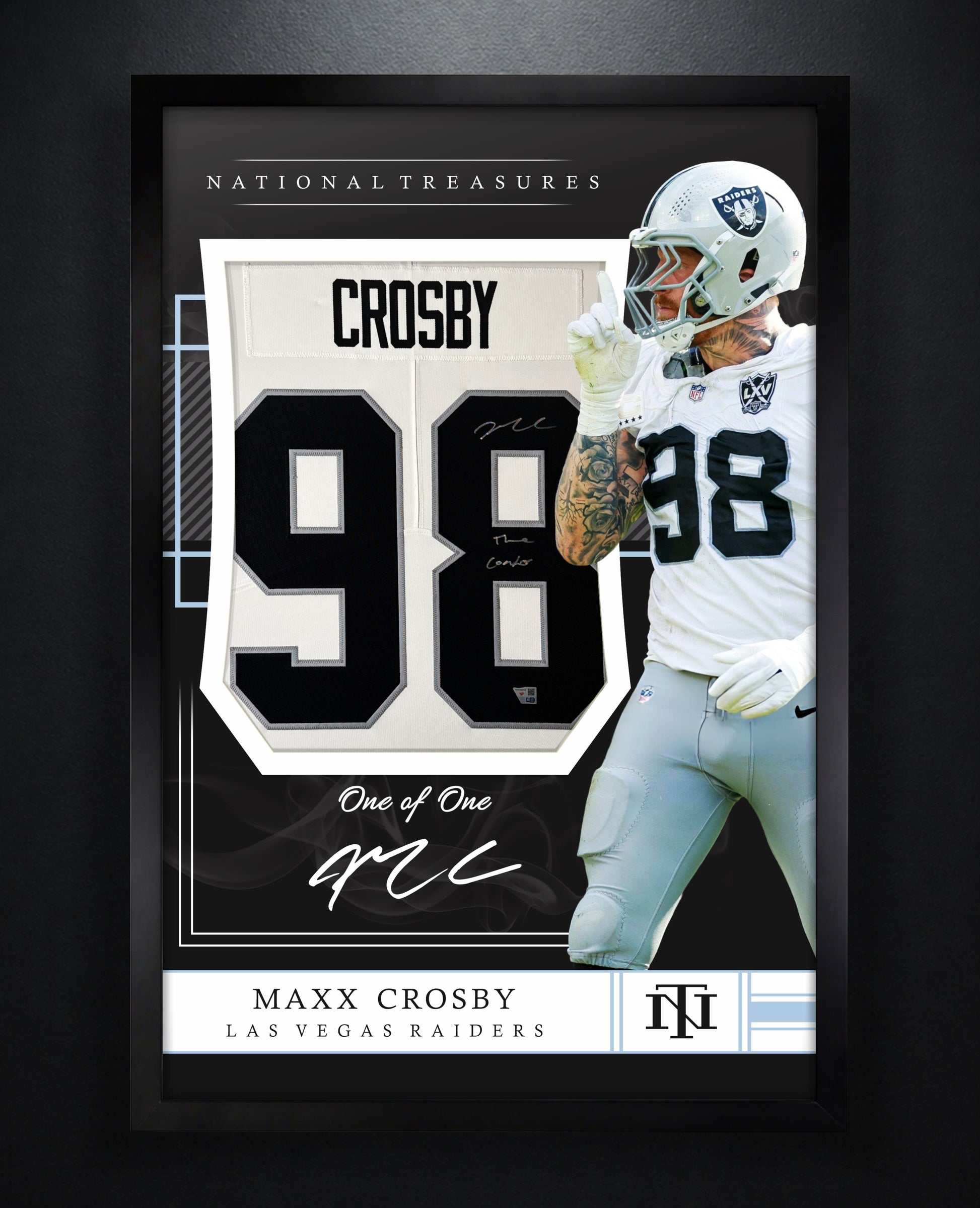 Maxx Crosby Signed Las Vegas Raiders Nike Jersey Framed Fanatics COA INSCRIBED - Photo of frame