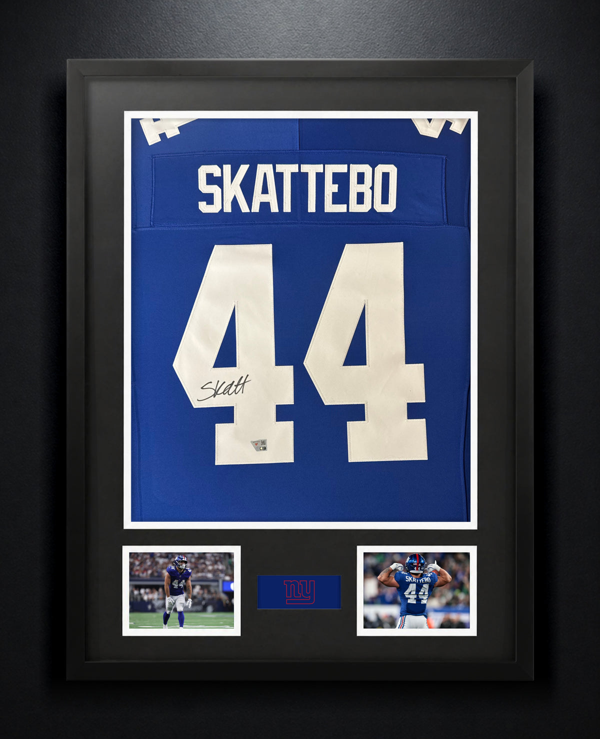 Cam Skattebo Signed New York Giants Nike Jersey Framed Fanatics COA - Photo of frame