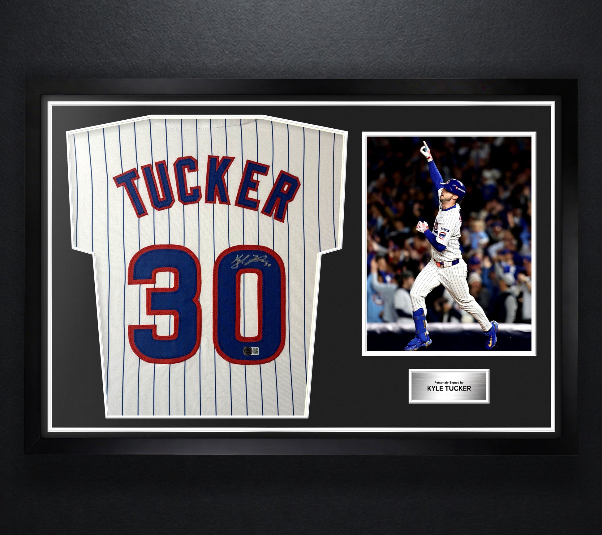 Kyle Tucker Signed Chicago Cubs Jersey Framed Beckett COA - Photo of frame