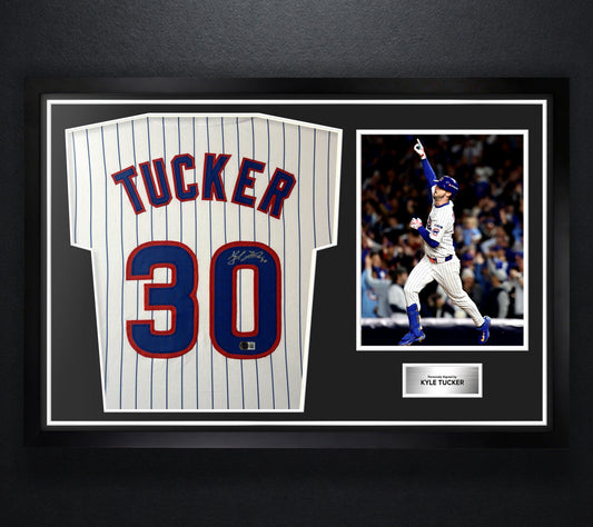 Kyle Tucker Signed Chicago Cubs Jersey Framed Beckett COA - Photo of frame