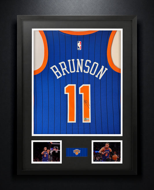 Jalen Brunson Signed New York Knicks Nike Jersey Framed Beckett COA - Photo of frame