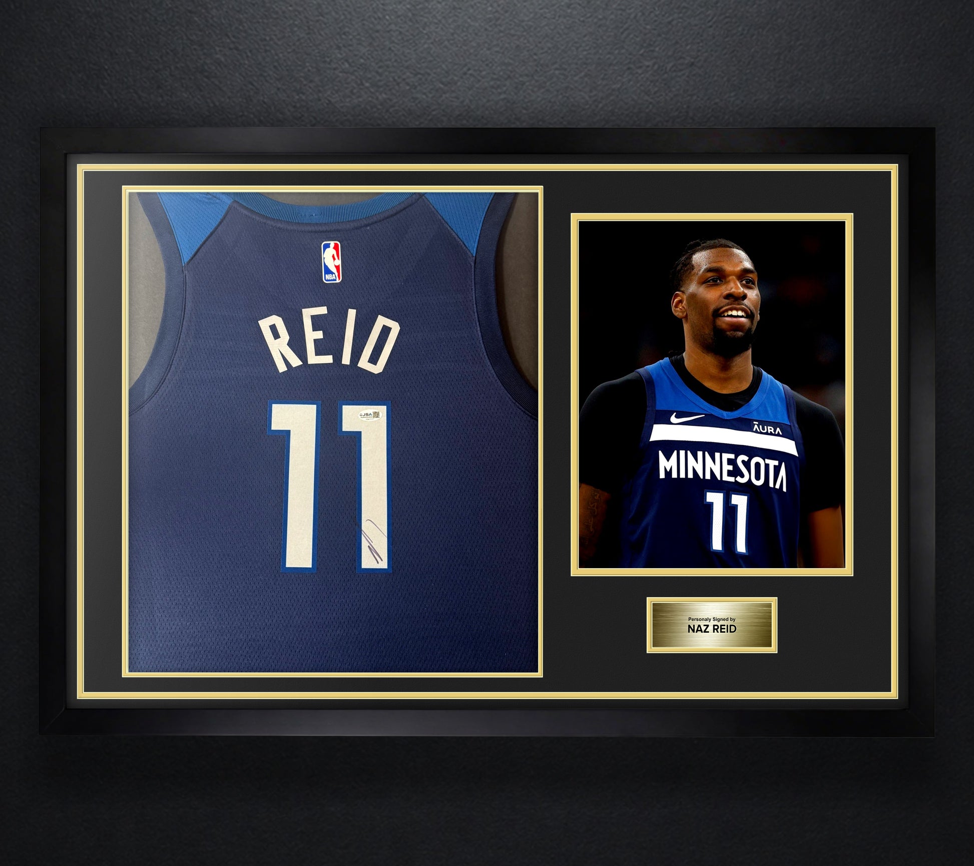 Naz Reid Signed Minnesota Timberwolves Nike Jersey Framed JSA COA - Photo of frame
