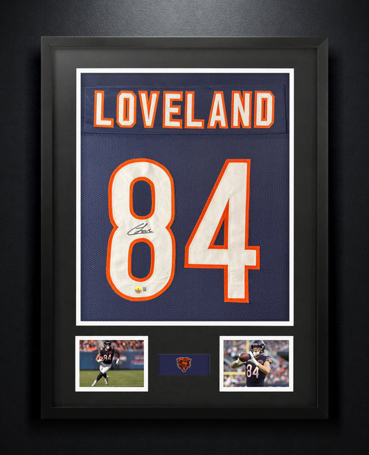 Colston Loveland Signed Chicago Bears Jersey Framed Beckett COA - Photo of frame