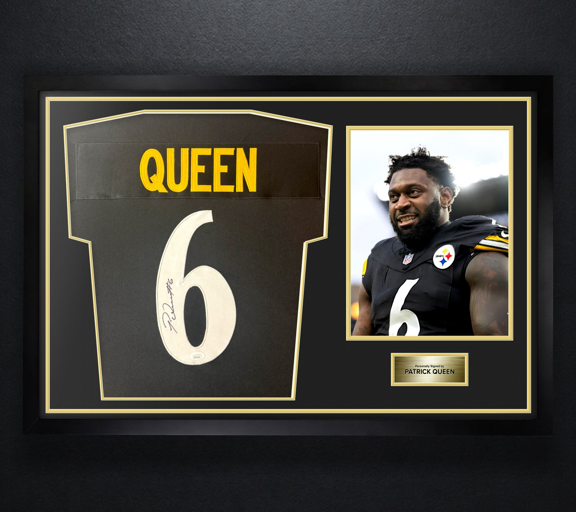 Patrick Queen Signed Pittsburgh Steelers Jersey Framed JSA COA - Photo of frame