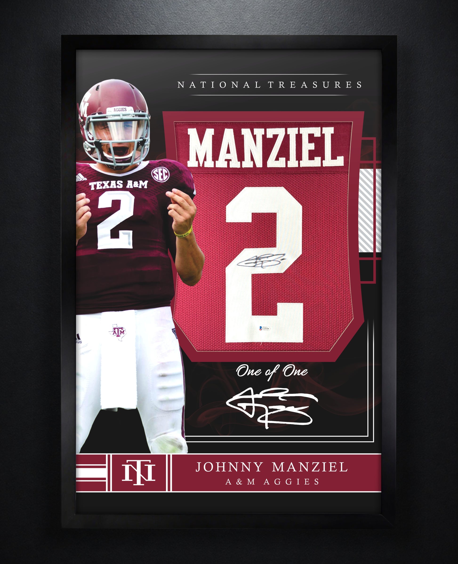 Johnny Manziel Signed Texas A&M Aggies Jersey Framed Beckett COA - Photo of frame