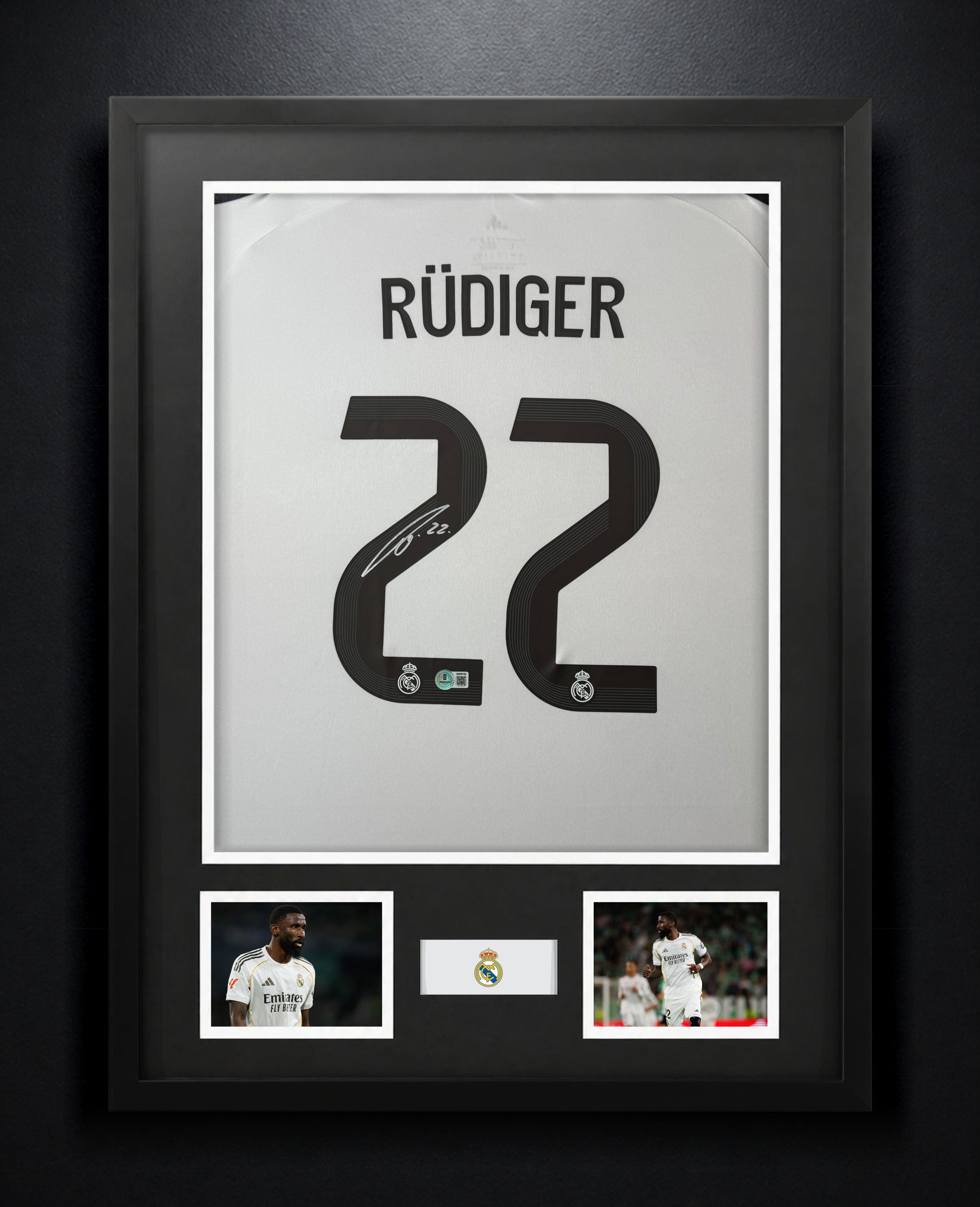 Antonio Rudiger Signed Real Madrid Adidas Jersey Framed Beckett COA - Photo of frame