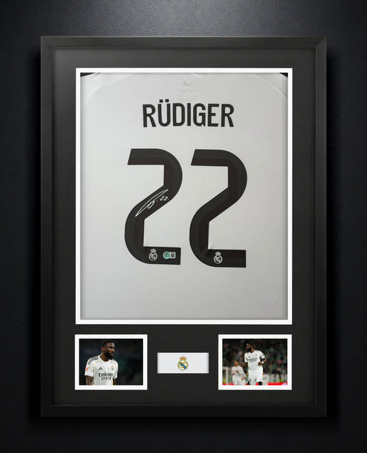 Antonio Rudiger Signed Real Madrid Adidas Jersey Framed Beckett COA - Photo of frame