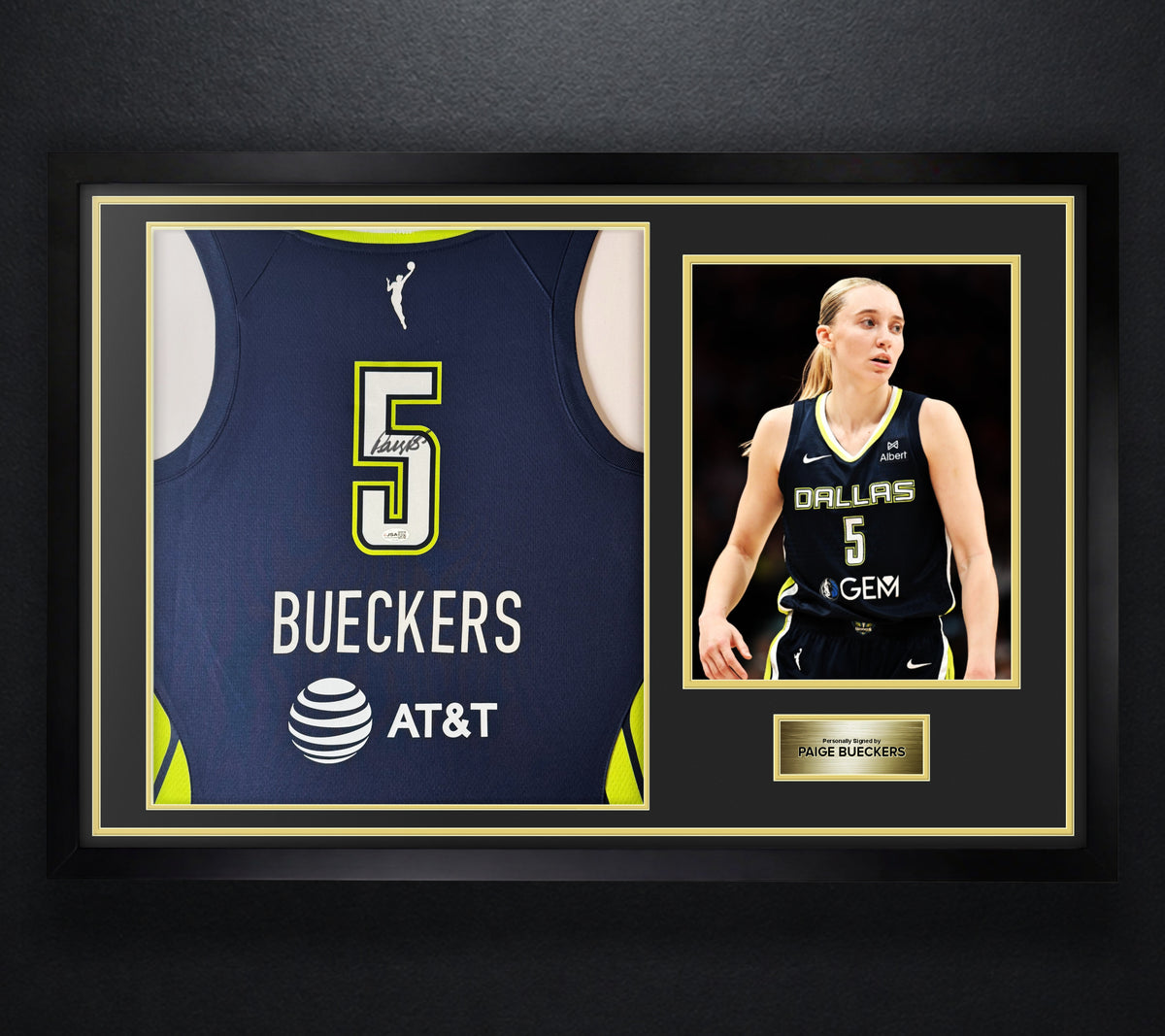 Paige Bueckers Signed Dallas Wings Nike Jersey Framed JSA COA - Photo of frame