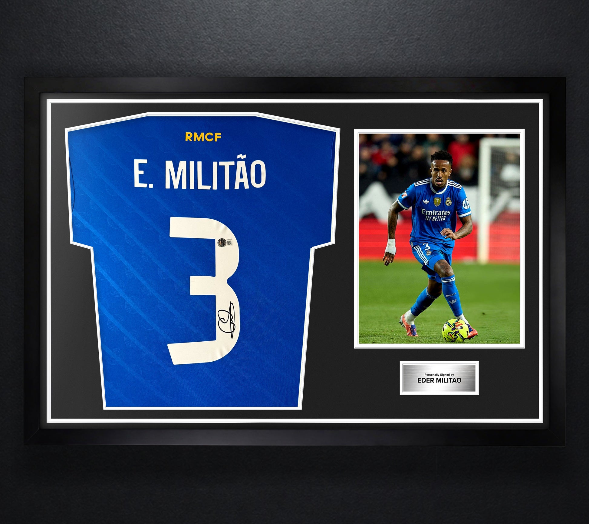 Eder Militao Signed Real Madrid Adidas Jersey Framed Beckett COA - Photo of frame